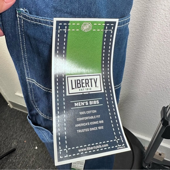 Liberty Men's Stonewashed Denim Bib Overall 100% Cotton Size 36x30 - Picture 7 of 9